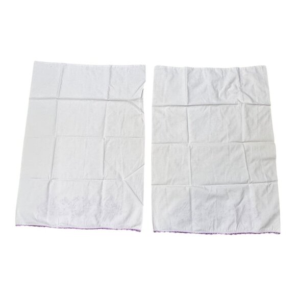 Vtg Embroidered Pillowcases Purple Butterfly Spring Floral Grandma Cottage Core - Picture 3 of 4